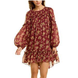 Cinq a Sept Zola Floral Dress Merlot Size 0
